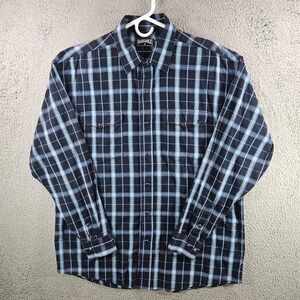 Panhandle Slim Mens XLT Blue Plaid Pearl Snap Western Shirt Cotton